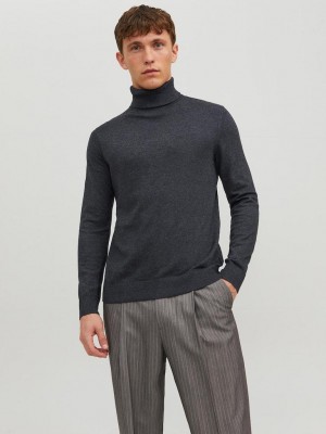 Jack & Jones:JACK&JONES ESSENTIALS JJEEMIL KNIT ROLL NECK NOOS Dark Grey Melange | Freewear JJEEMIL KNIT ROLL NECK NOOS - www.freewear.nl - Freewear