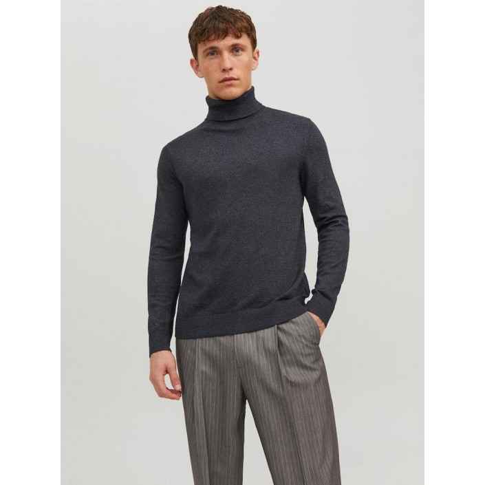 Jack & Jones:JACK&JONES ESSENTIALS JJEEMIL KNIT ROLL NECK NOOS Dark Grey Melange | Freewear JJEEMIL KNIT ROLL NECK NOOS - www.freewear.nl - Freewear