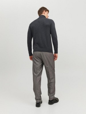 Jack & Jones:JACK&JONES ESSENTIALS JJEEMIL KNIT ROLL NECK NOOS Dark Grey Melange | Freewear JJEEMIL KNIT ROLL NECK NOOS - www.freewear.nl - Freewear