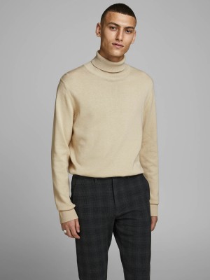 Jack & Jones:JACK&JONES ESSENTIALS JJEEMIL KNIT ROLL NECK NOOS Oatmeal/Melange | Freewear JJEEMIL KNIT ROLL NECK NOOS - www.freewear.nl - Freewear