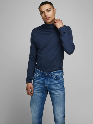 Jack & Jones:JACK&JONES ESSENTIALS JJEEMIL KNIT ROLL NECK NOOS Navy Blazer | Freewear JJEEMIL KNIT ROLL NECK NOOS - www.freewear.nl - Freewear