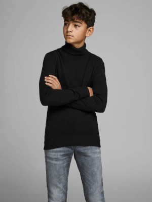 jack en jones boys JJEEMIL KNIT ROLL NECK STS JR Black | Freewear JJEEMIL KNIT ROLL NECK STS JR - www.freewear.nl - Freewear