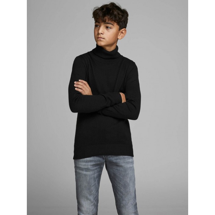 jack en jones boys JJEEMIL KNIT ROLL NECK STS JR Black | Freewear JJEEMIL KNIT ROLL NECK STS JR - www.freewear.nl - Freewear