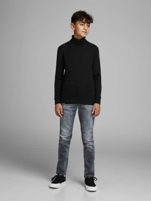 jack en jones boys JJEEMIL KNIT ROLL NECK STS JR Black | Freewear JJEEMIL KNIT ROLL NECK STS JR - www.freewear.nl - Freewear