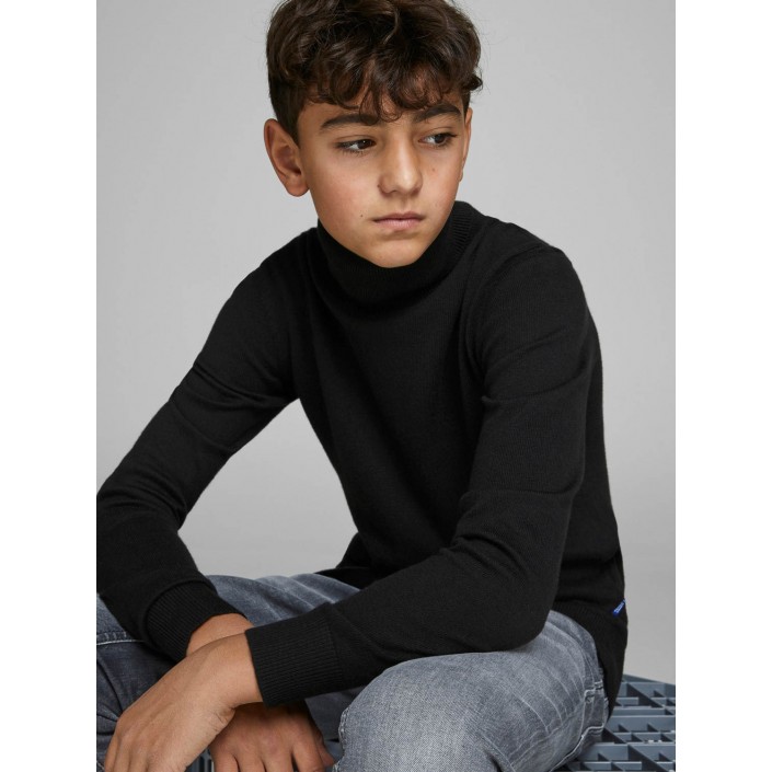 jack en jones boys JJEEMIL KNIT ROLL NECK STS JR Black | Freewear JJEEMIL KNIT ROLL NECK STS JR - www.freewear.nl - Freewear