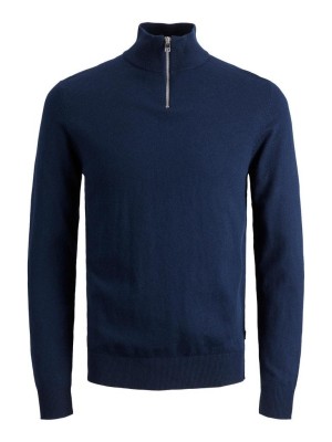 Jack & Jones:JACK&JONES ESSENTIALS JJEEMIL KNIT HALF ZIP NOOS Navy Blazer | Freewear JJEEMIL KNIT HALF ZIP NOOS - www.freewear.nl - Freewear