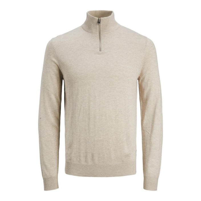Jack & Jones:JACK&JONES ESSENTIALS JJEEMIL KNIT HALF ZIP NOOS Oatmeal/Melange | Freewear JJEEMIL KNIT HALF ZIP NOOS - www.freewear.nl - Freewear