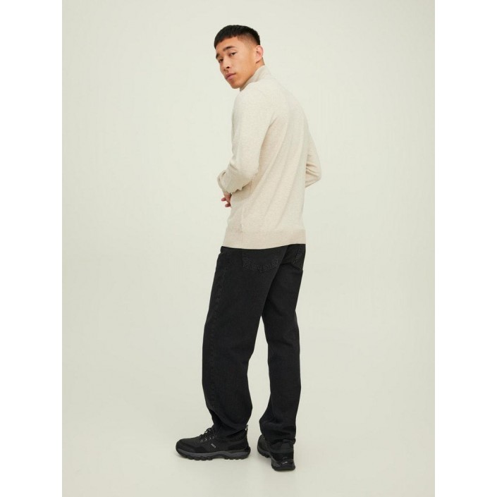 Jack & Jones:JACK&JONES ESSENTIALS JJEEMIL KNIT HALF ZIP NOOS Oatmeal/Melange | Freewear JJEEMIL KNIT HALF ZIP NOOS - www.freewear.nl - Freewear