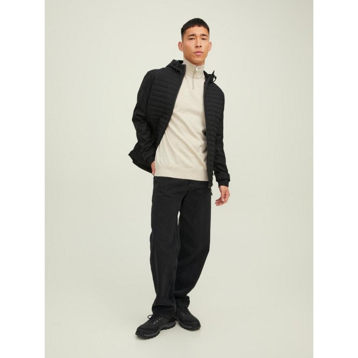 Jack & Jones:JACK&JONES ESSENTIALS JJEEMIL KNIT HALF ZIP NOOS Oatmeal/Melange | Freewear JJEEMIL KNIT HALF ZIP NOOS - www.freewear.nl - Freewear