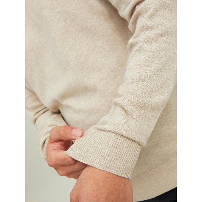 Jack & Jones:JACK&JONES ESSENTIALS JJEEMIL KNIT HALF ZIP NOOS Oatmeal/Melange | Freewear JJEEMIL KNIT HALF ZIP NOOS - www.freewear.nl - Freewear