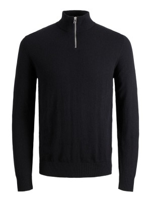 Jack & Jones:JACK&JONES ESSENTIALS JJEEMIL KNIT HALF ZIP NOOS Black | Freewear JJEEMIL KNIT HALF ZIP NOOS - www.freewear.nl - Freewear