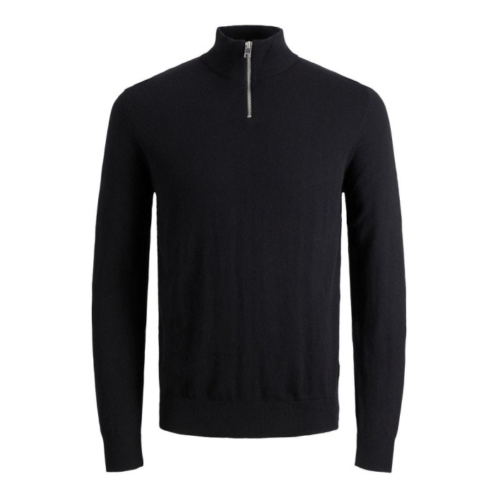 Jack & Jones:JACK&JONES ESSENTIALS JJEEMIL KNIT HALF ZIP NOOS Black | Freewear JJEEMIL KNIT HALF ZIP NOOS - www.freewear.nl - Freewear