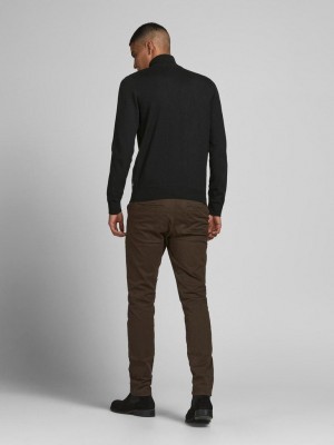 Jack & Jones:JACK&JONES ESSENTIALS JJEEMIL KNIT HALF ZIP NOOS Black | Freewear JJEEMIL KNIT HALF ZIP NOOS - www.freewear.nl - Freewear