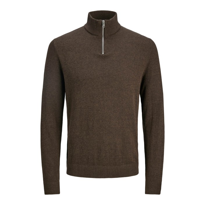 Jack & Jones:JACK&JONES ESSENTIALS JJEEMIL KNIT HALF ZIP NOOS Mulch/TWIST | Freewear JJEEMIL KNIT HALF ZIP NOOS - www.freewear.nl - Freewear