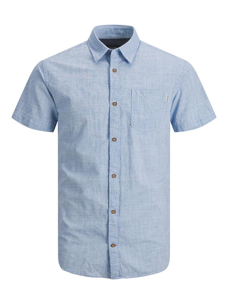 Jack & Jones Overhemd Jjeslub Shirt S/s 12199297 Faded Denim/ Slim Fit Mannen Maat - L