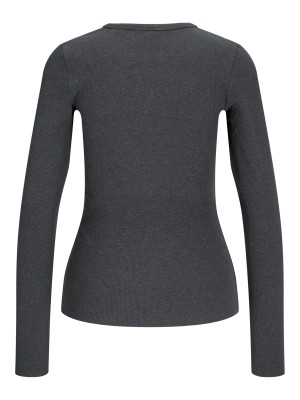 JACK&JONES ORIGINALS JXFREYA STR LS RIB TEE JRS NOOS Dark Grey Melange | Freewear JXFREYA STR LS RIB TEE JRS NOOS - www.freewear.nl - Freewear