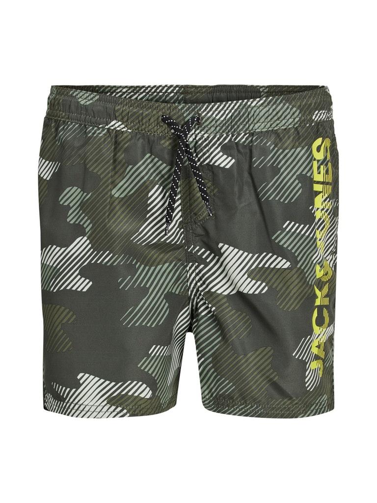 Jack & Jones Junior Zwemshorts Jongens JPSTCRETE Camouflage Groen - Maat  140 - Zwembroek