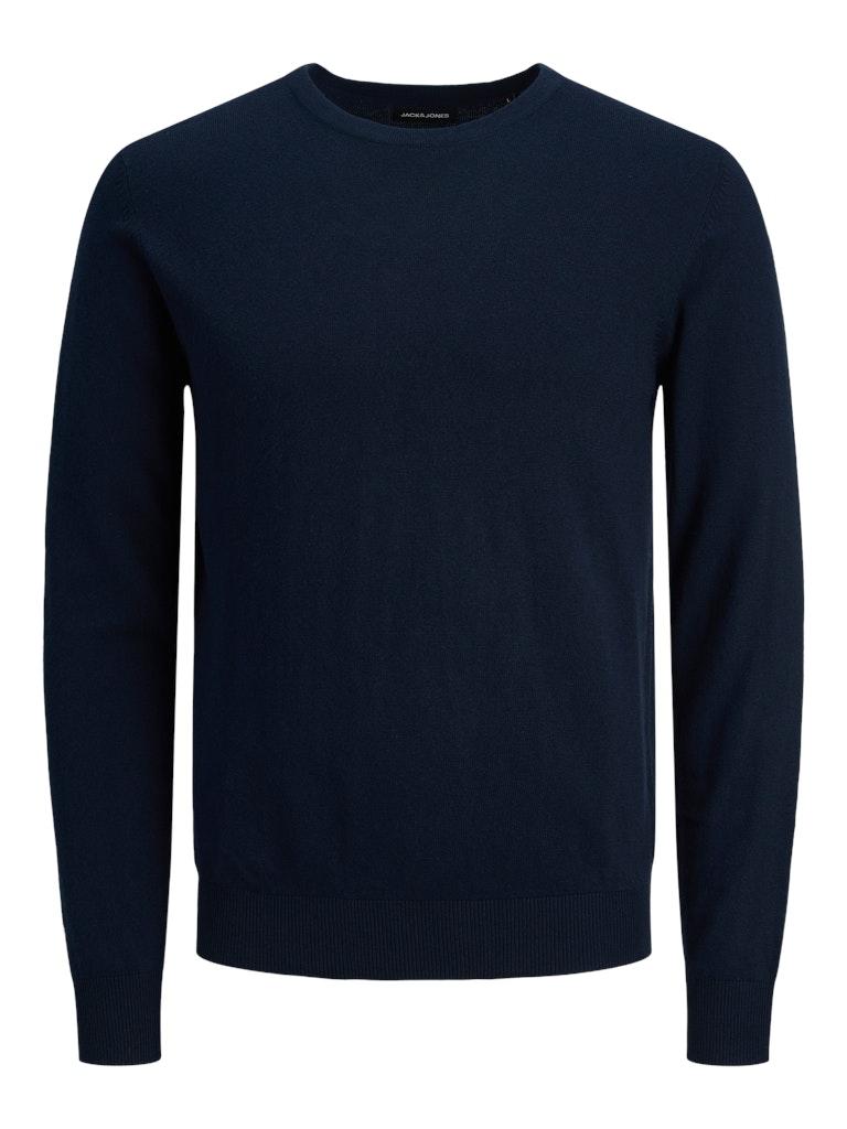JACK & JONES Emil knit crew neck slim fit - heren pullover viscosemengsel met O-hals - blauw - Maat: XL