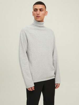 Jack & Jones:JACK&JONES ESSENTIALS JJEHILL KNIT ROLL NECK NOOS Light Grey Melange | Freewear JJEHILL KNIT ROLL NECK NOOS - www.freewear.nl - Freewear