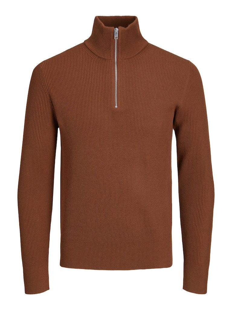 Jack & Jones Trui Jprccperfect Knit Half Zip Sn 12216768 Cambridge Brown Mannen Maat - L