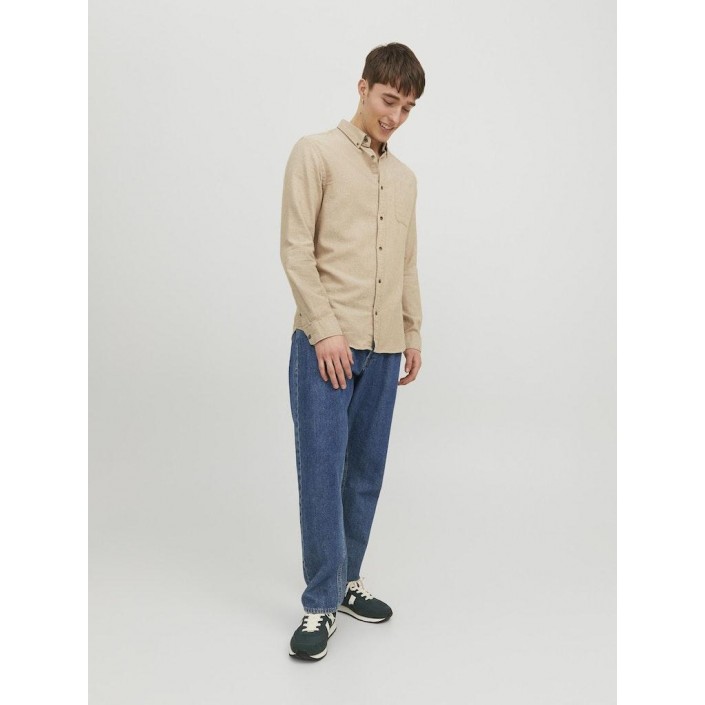 Jack & Jones:JACK&JONES ESSENTIALS JJECLASSIC MELANGE SHIRT LS SN Oatmeal | Freewear JJECLASSIC MELANGE SHIRT LS SN - www.freewear.nl - Freewear