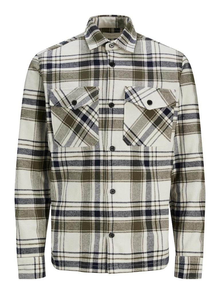 Jack & Jones Overhemd Jprroy Check Overshirt L/s Sn 12241533 Cloud Dancer/comfort Fit Mannen Maat - M