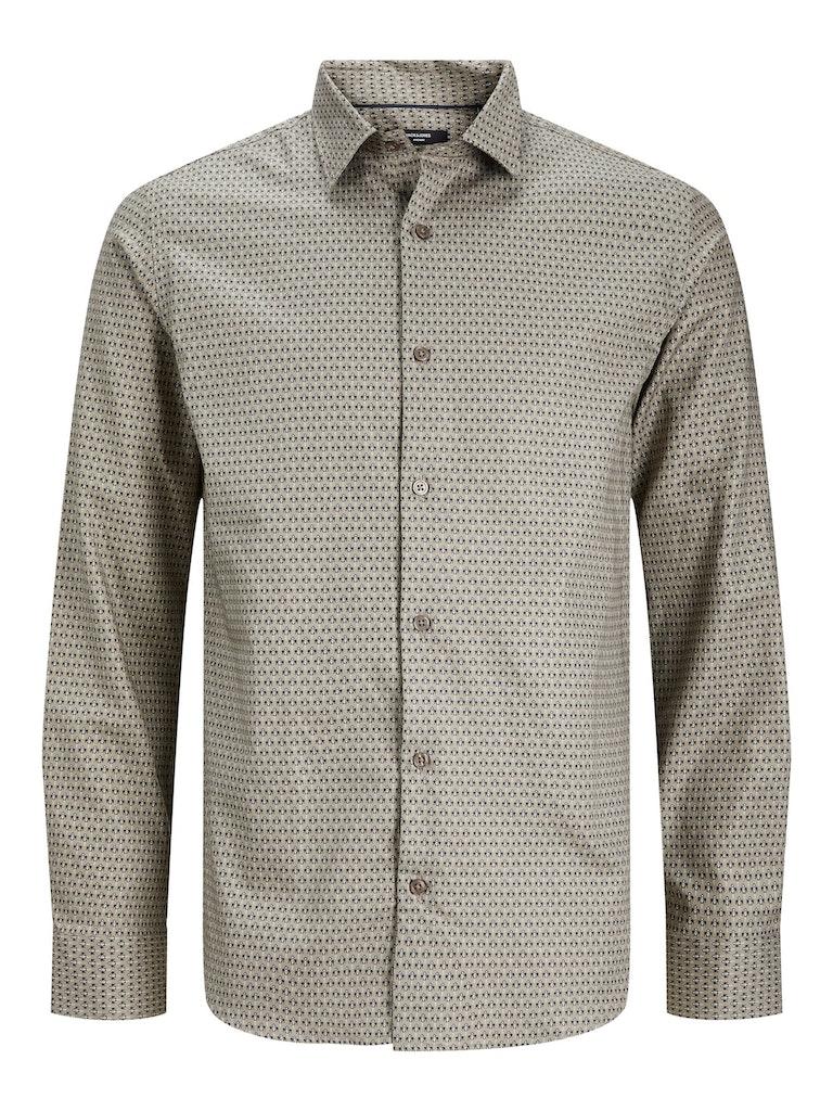 Jack & Jones Overhemd Jprblaarthur Christmas Shirt L/s Ch 12245925 Petrified Oak/comfort Fi Mannen Maat - L