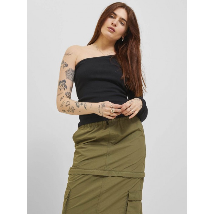 JACK&JONES ORIGINALS JXFUNDA STR ONE SHOULDER LS RIB TOP: Black | Freewear JXFUNDA STR ONE SHOULDER LS RIB TOP: - www.freewear.nl - Freewear