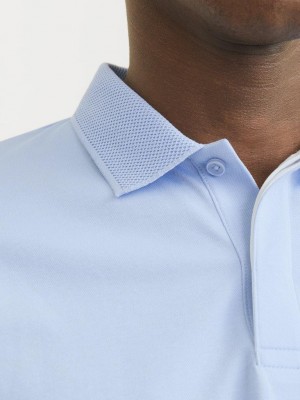 JACK%JONES PREMIUM JPRCCRODNEY SS POLO NOOS Chambray Blue | Freewear JPRCCRODNEY SS POLO NOOS - www.freewear.nl - Freewear