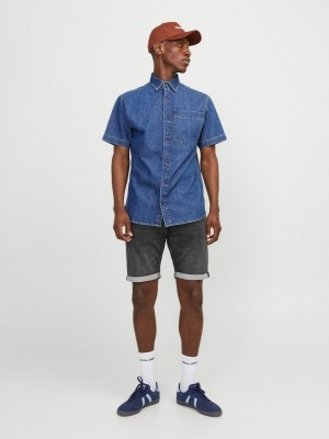 JACK&JONES INTELLIGENCE JJIRICK JJICON SHORTS SQ 612 I.K SS: Black Denim | Freewear JJIRICK JJICON SHORTS SQ 612 I.K SS: - www.freewear.nl - Freewear