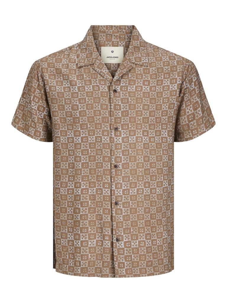 Jack & Jones Blulincoln Print Resort Shirt Männer,Unisex op kleur bruin, Maat XL