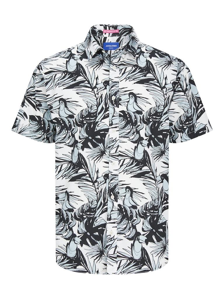 Jack & Jones Overhemd Jorjoshua Aruba Aop Shirt Ss 12255196 Cloud Dancer Mannen Maat - L