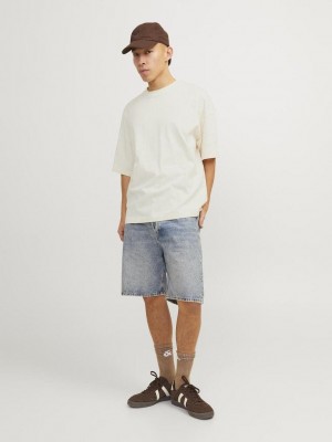 JACK&JONES ORIGINALS JORMILOS TEE SS CREW NECK SN Buttercream | Freewear JORMILOS TEE SS CREW NECK SN - www.freewear.nl - Freewear