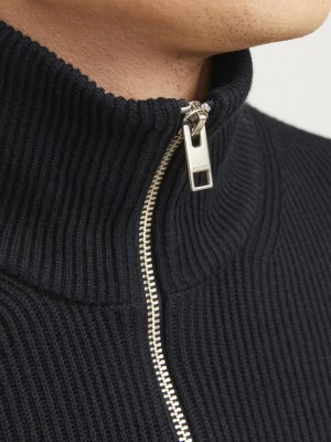 Jack & Jones:JACK&JONES ESSENTIALS JJEPERFECT KNIT HALF ZIP SN Black | Freewear JJEPERFECT KNIT HALF ZIP SN - www.freewear.nl - Freewear