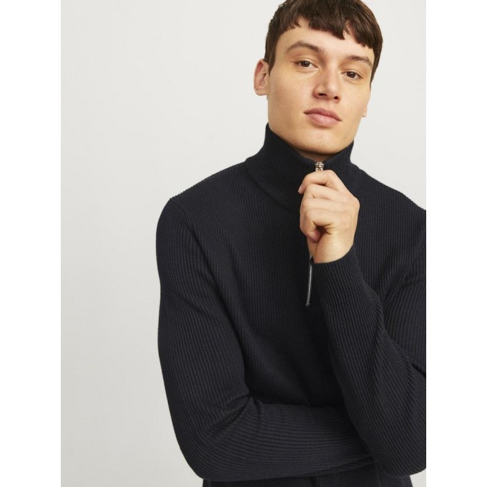 Jack & Jones:JACK&JONES ESSENTIALS JJEPERFECT KNIT HALF ZIP SN Black | Freewear JJEPERFECT KNIT HALF ZIP SN - www.freewear.nl - Freewear
