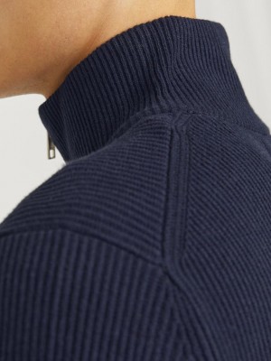 Jack & Jones:JACK&JONES ESSENTIALS JJEPERFECT KNIT HALF ZIP SN Sky Captain | Freewear JJEPERFECT KNIT HALF ZIP SN - www.freewear.nl - Freewear