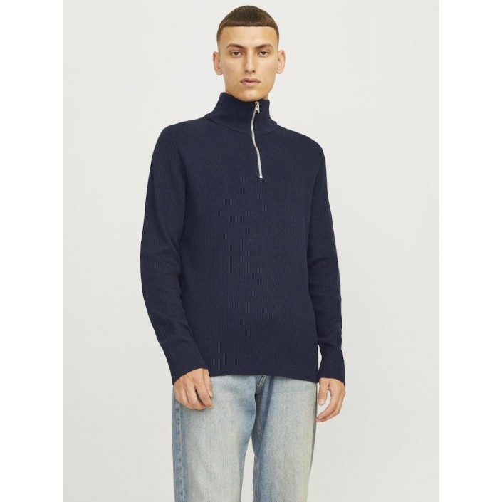 Jack & Jones:JACK&JONES ESSENTIALS JJEPERFECT KNIT HALF ZIP SN Sky Captain | Freewear JJEPERFECT KNIT HALF ZIP SN - www.freewear.nl - Freewear
