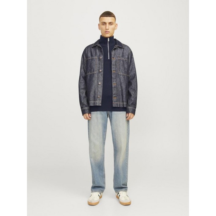 Jack & Jones:JACK&JONES ESSENTIALS JJEPERFECT KNIT HALF ZIP SN Sky Captain | Freewear JJEPERFECT KNIT HALF ZIP SN - www.freewear.nl - Freewear