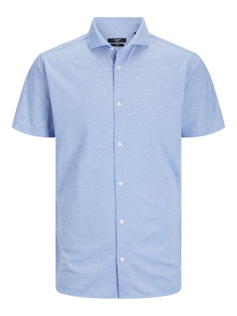 Jack & Jones Overhemd Jprblarian Pique Shirt S/s 12258626 Palace Blue/slim Fit Mannen Maat - S