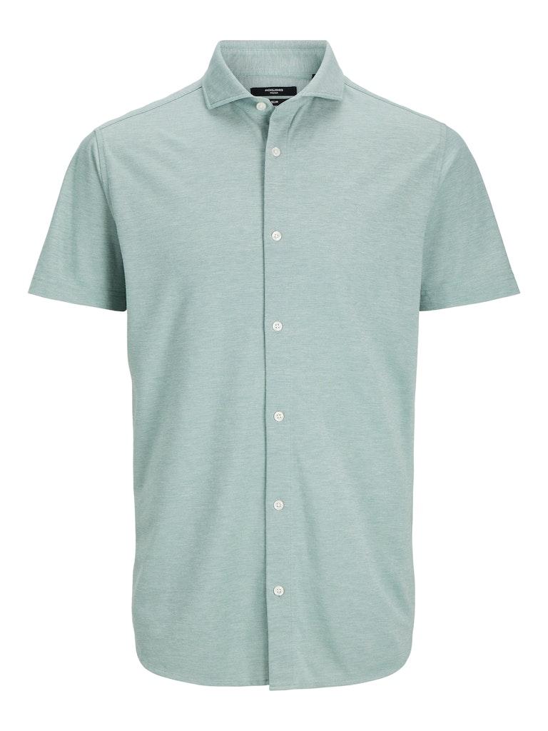 Jack & Jones Overhemd Jprblarian Pique Shirt S/s 12258626 Bottle Green/slim Fit Mannen Maat - M