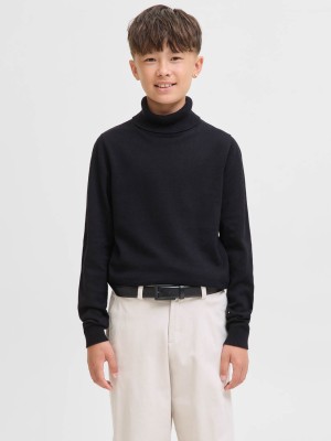 jack en jones boys JJEBASIC KNIT ROLL NECK JNR Black | Freewear JJEBASIC KNIT ROLL NECK JNR - www.freewear.nl - Freewear