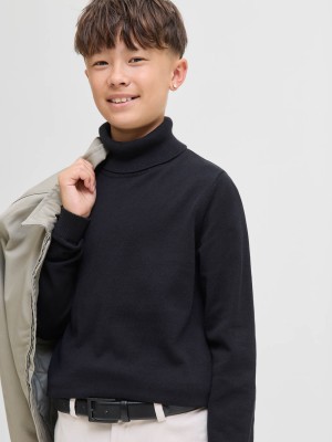 jack en jones boys JJEBASIC KNIT ROLL NECK JNR Black | Freewear JJEBASIC KNIT ROLL NECK JNR - www.freewear.nl - Freewear