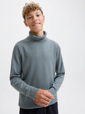 jack en jones boys JJEBASIC KNIT ROLL NECK JNR Stormy Weather | Freewear JJEBASIC KNIT ROLL NECK JNR - www.freewear.nl - Freewear