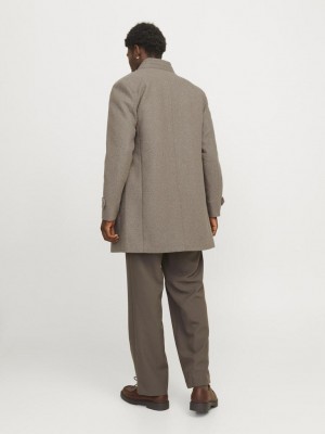 Jack & Jones:JACK&JONES ESSENTIALS JJEMELTON WOOL COAT SN Greige | Freewear JJEMELTON WOOL COAT SN - www.freewear.nl - Freewear