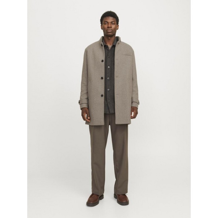 Jack & Jones:JACK&JONES ESSENTIALS JJEMELTON WOOL COAT SN Greige | Freewear JJEMELTON WOOL COAT SN - www.freewear.nl - Freewear