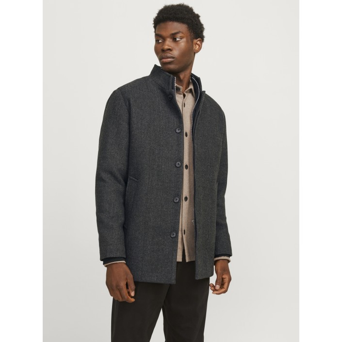 Jack & Jones:JACK&JONES ESSENTIALS JJEHARRISON WOOL BLEND JACKET SN Dark Grey Melange/HERRINGBONE | Freewear JJEHARRISON WOOL BLEND JACKET SN - www.freewear.nl - Freewear