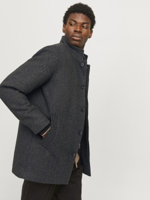 Jack & Jones:JACK&JONES ESSENTIALS JJEHARRISON WOOL BLEND JACKET SN Dark Grey Melange/HERRINGBONE | Freewear JJEHARRISON WOOL BLEND JACKET SN - www.freewear.nl - Freewear