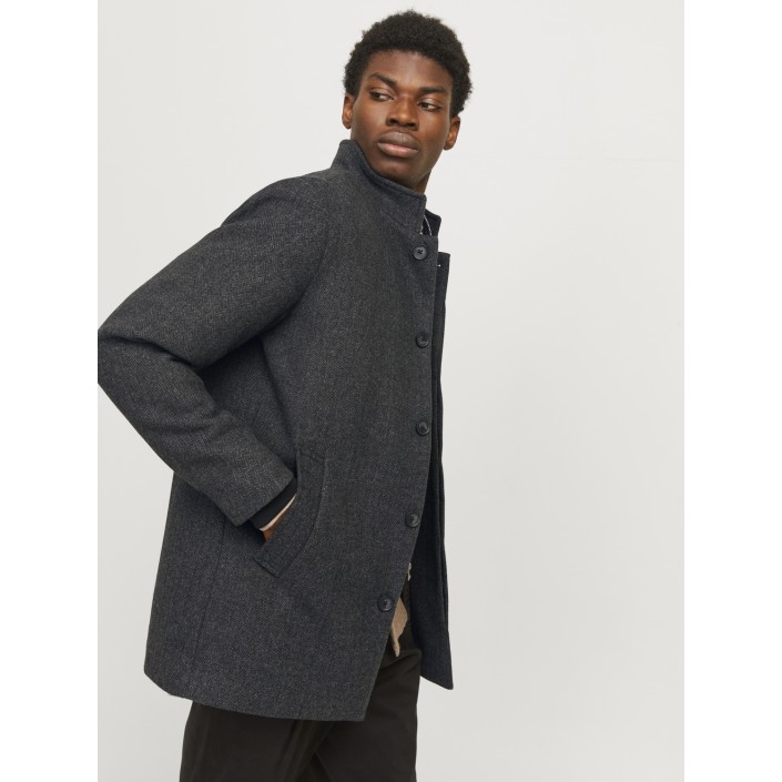 Jack & Jones:JACK&JONES ESSENTIALS JJEHARRISON WOOL BLEND JACKET SN Dark Grey Melange/HERRINGBONE | Freewear JJEHARRISON WOOL BLEND JACKET SN - www.freewear.nl - Freewear
