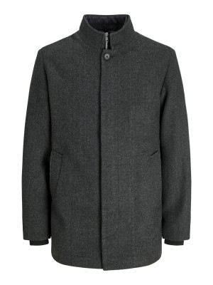 Jack & Jones:JACK&JONES ESSENTIALS JJEHARRISON WOOL BLEND JACKET SN Dark Grey Melange/HERRINGBONE | Freewear JJEHARRISON WOOL BLEND JACKET SN - www.freewear.nl - Freewear