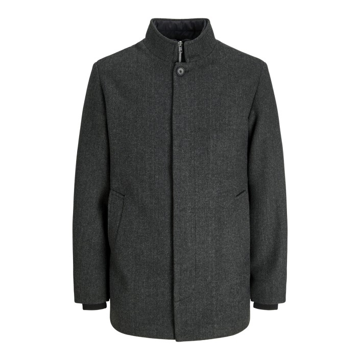 Jack & Jones:JACK&JONES ESSENTIALS JJEHARRISON WOOL BLEND JACKET SN Dark Grey Melange/HERRINGBONE | Freewear JJEHARRISON WOOL BLEND JACKET SN - www.freewear.nl - Freewear
